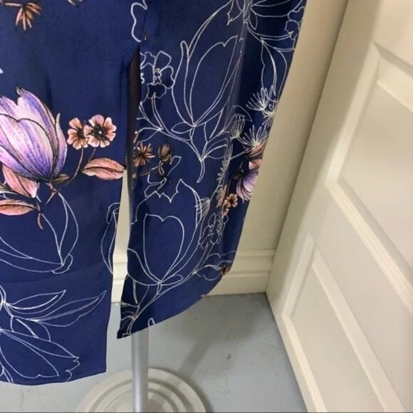 COPY - CYNTHIA Rowley Floral Navy Blue Flowy Shift Midi Dress Relax Fit Fine St… - Picture 7 of 9